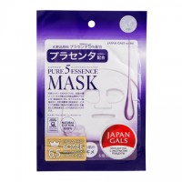 Japan Gals, Маска для лица Pure 5 Essence с плацентой, 1 шт. Восстанавливающая маска для замедления старения кожи.
