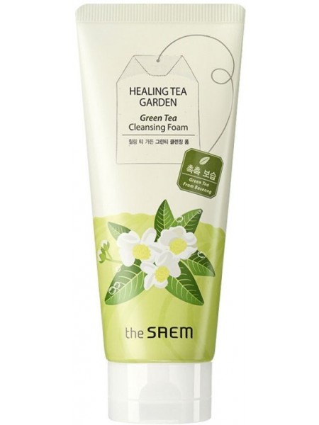 Увлажняющая пенка для умывания с экстрактом чая The Saem Healing Tea Garden Green Tea Cleansing Foam